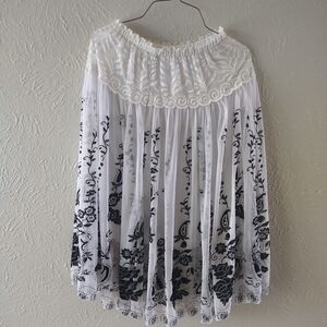 White and Black Floral Skirt